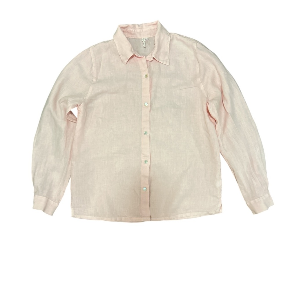 Allen Allen Light Pink Linen Button-Up Shirt